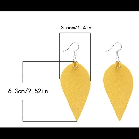 𝅺pu Leather Tear Drop BLACK Earrings - Picture 6 of 6